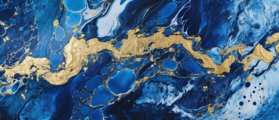 Fototapeta na wymiar Elegant and luxurious abstract marble background with a combination of blue and gold colors. Generative AI