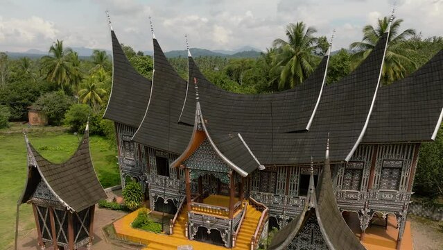 Royal palace in traditional Indonesian style. Istano Silinduang Bulan. Sumatra, Indonesia.