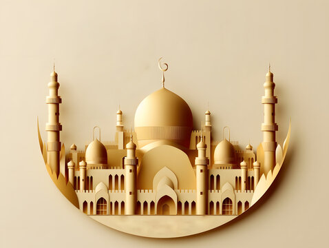 Eid Ul adha Ramadan Kareem wishes crescent mosque social media post religious building made with Generative AI