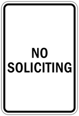 No soliciting warning sign and labels