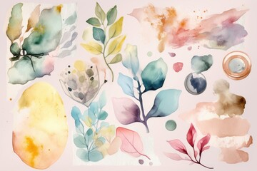 collage of pastel and watercolor elements, created with generative ai