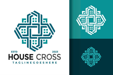 House Cross Medical Logo vector icon illustration