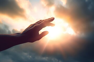 International Peace Day Concept: God's hand for help, Generative AI