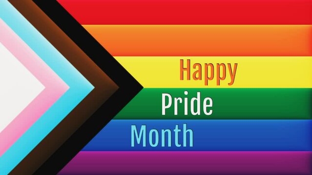 Happy Pride Month reveal animation video.  Progress Pride Flag.