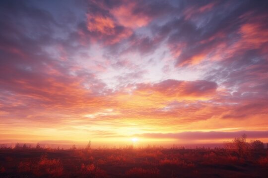 Season concept: Sky autumn sunrise background, Generative AI