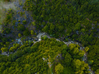 beautifull aerial view  with clouds, fogs and smokes