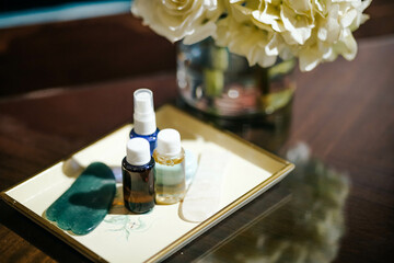 Mocap for face cream in the interior. a jar for face cream .