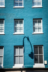 Blue facade, Charlotte Street, Fitzrovia, London, England, UK