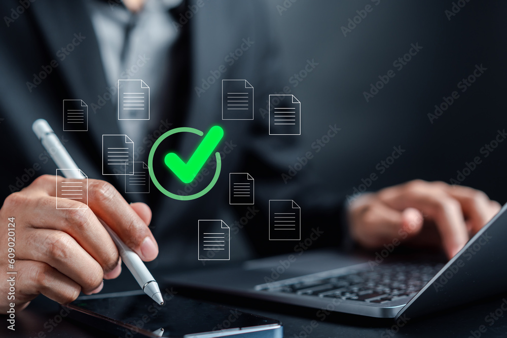 Aufkleber digital guarantee approvement , business checking quality assurance qa or qc management, certificati