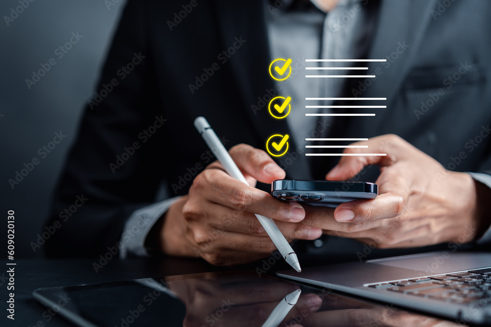 Poster digital guarantee approvement , business checking quality assurance qa or qc management, certificati