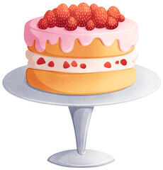 Strawberry Layer Cake on Cake Stand