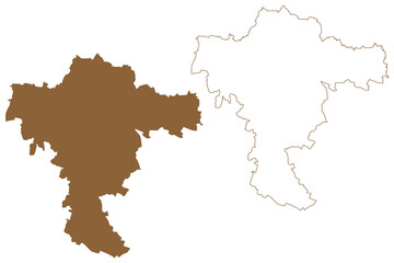 Obraz premium Mistelbach district (Republic of Austria or Österreich, Lower Austria or Niederösterreich state) map vector illustration, scribble sketch Bezirk Mistelbach map