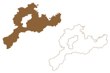 Sankt Polten-Land district (Republic of Austria or Österreich, Lower Austria or Niederösterreich state) map vector illustration, scribble sketch Bezirk Sankt Pölten-Land map