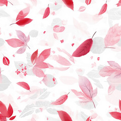 sakura_leaves_pattern_on_white_background, generative AI