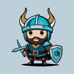 cute viking knight mascot vector illustration