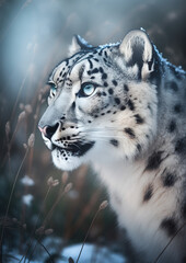 Nature_photography_of_a_robot_snow_leopard_elegant, generative AI