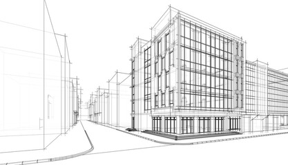 Modern office building concept 3d rendering