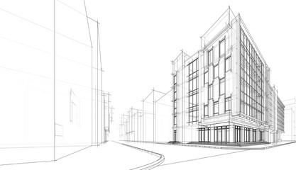 Modern office building concept 3d rendering