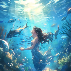 Underwater Anime Girl