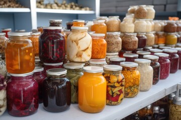 Fototapeta na wymiar fermented foods market, with various types of fermented foods for sale, created with generative ai