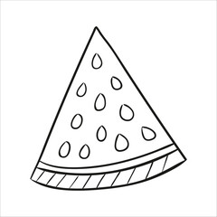 slice of watermelon. Hand drawn vector illustration