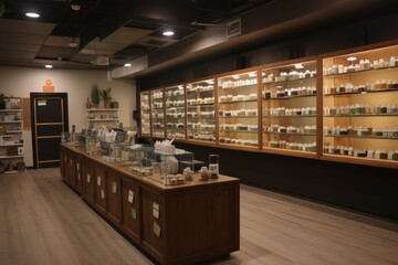 medical marijuana dispensary, with wide variety of products and knowledgeable staff, created with generative ai
