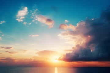 Obraz na płótnie Canvas Natural background concept: Sunset blue sky and clouds backgrounds, Generative AI