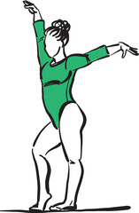 Gymnastics WOMAN 10 sports profession work doodle design drawing vector illustration