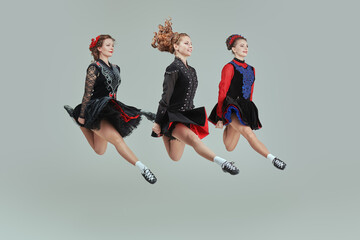 three Irish dancers