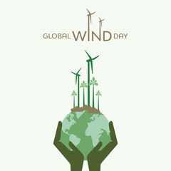 Global Wind Day is an annual event celebrated on June 15th. - obrazy, fototapety, plakaty