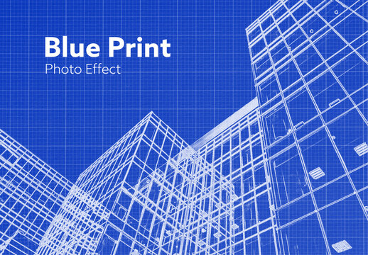 Blue Print Photo Effect