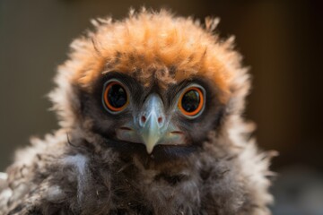 Obraz premium baby owl hooting for the first time, created with generative ai