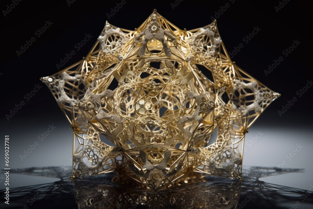 Canvas Prints 3d structure with intricate geometric forms and design, resembling a beautiful piece of jewelry, created with generative ai