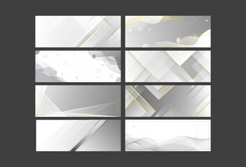 banner background. colorful, gradation gray, Memphis abstract, line gold,8 set collection,eps 10