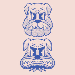 hand drawn dog head illustration in vintage style