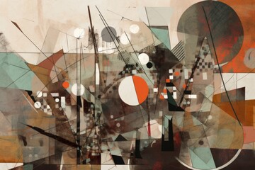 abstract artwork that combines geometric shapes, organic textures and colors, created with generative ai