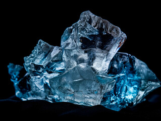 Obraz premium Ice cubes on black background