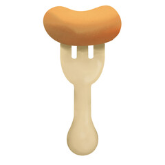 Easy Camping food such as bbq marshmallow sausage grill beside the bonfire. Isolated on white background. Hand drawing