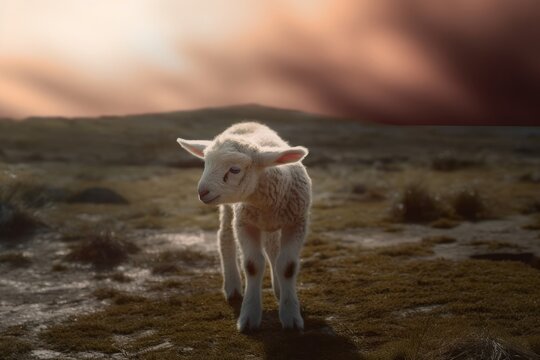 Bible Story Concept: Lost Lamb, Generative AI