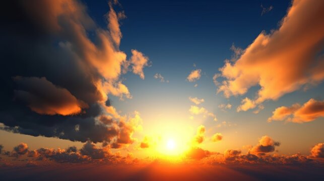 Celestial World concept:Sunset  sunrise with clouds, Generative AI