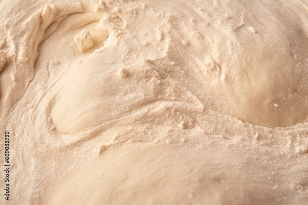 Sticker close-up of pizza dough, with visible traces of flour and other ingredients, created with generative ai