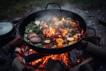 campfire cookbook, filled with recipes for camping and outdoor adventure, created with generative ai