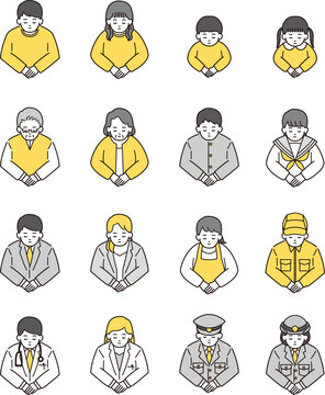 シンプルな人物イラストお辞儀