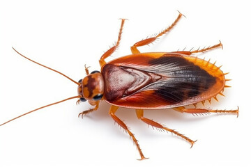 cockroach isolated on white background , close-up. Generative AI