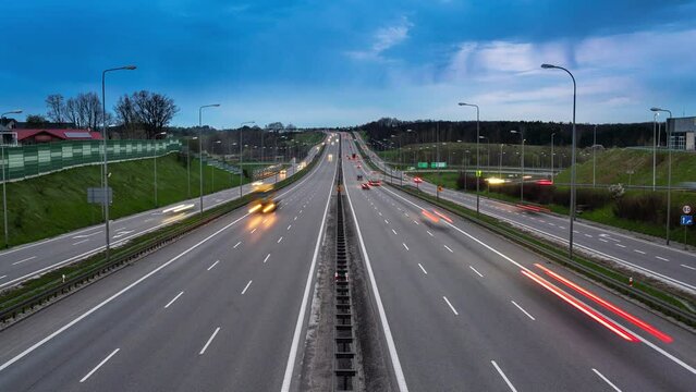 Time lapse of road traffic on expressway in Europe