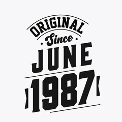 Born in June 1987 Retro Vintage Birthday, Original Since June 1987