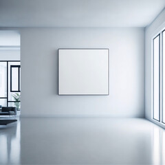 Naklejka na ściany i meble Huge white framed blank art canvas on large wall 