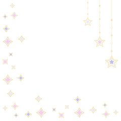 Card, background, frame for celebration, congratulations, greeting, invitation. Vector illustration with colorful stars, rhombus and place for text. Wallpaper, paper.