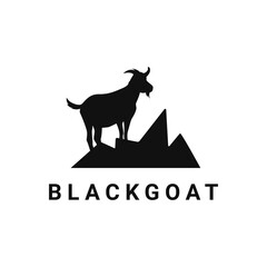 Stand goat on rock logo design idea
