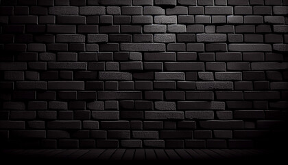 Black brick wall textured background Ai generated image 